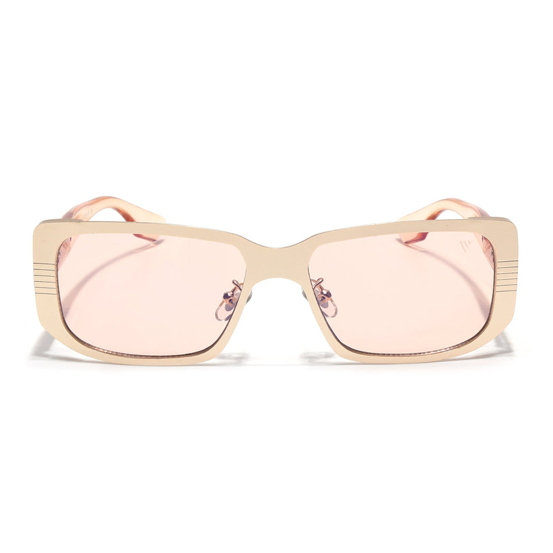 Rectangle Sunglasses for Men & Women (Light Brown Lens | Golden Frame - MG6900)