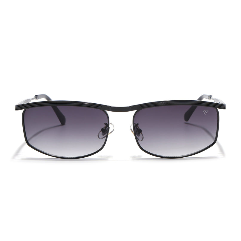 Rectangle Sunglasses for Men & Women (Black & Clear Lens | Black Frame - MG6901)