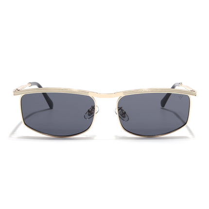 Rectangle Sunglasses for Men & Women (Black Lens | Golden Frame - MG6904)