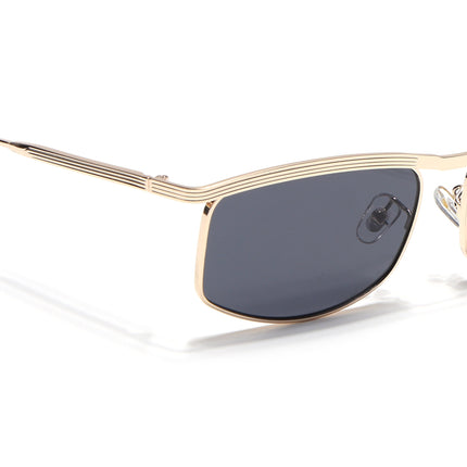 Rectangle Sunglasses for Men & Women (Black Lens | Golden Frame - MG6904)