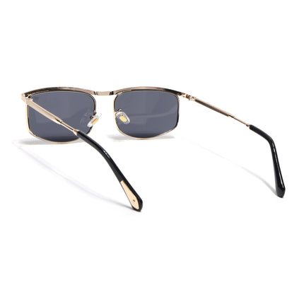 Rectangle Sunglasses for Men & Women (Black Lens | Golden Frame - MG6904)