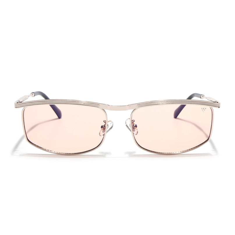 Rectangle Sunglasses for Men & Women (Light Pink Lens | Golden Frame - MG6905)