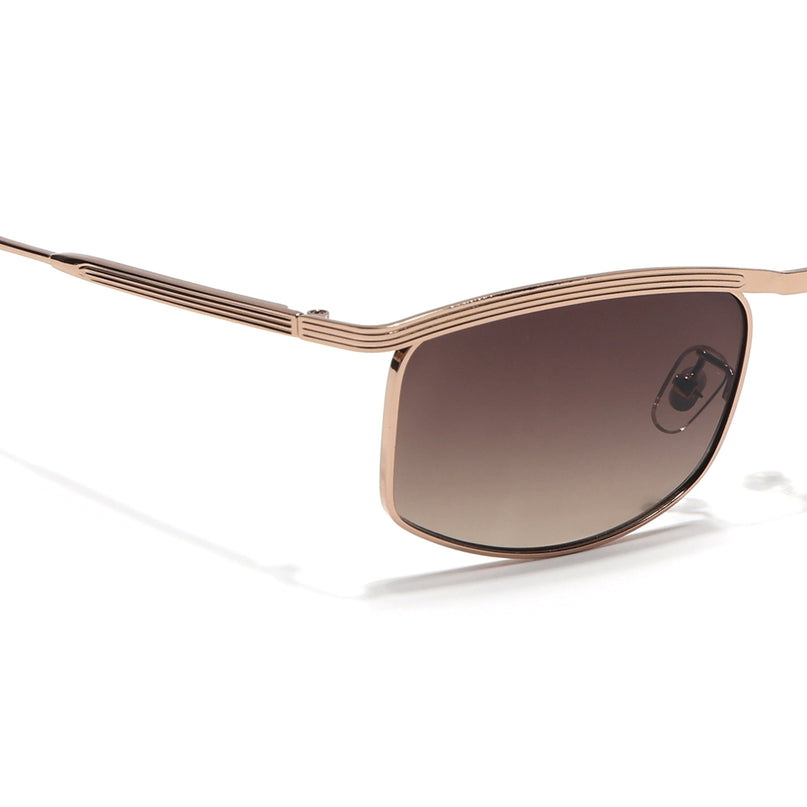 Rectangle Sunglasses for Men & Women (Brown & Clear Lens | Golden Frame - MG6906)