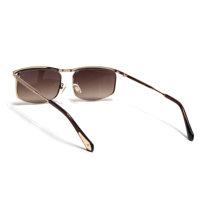 Rectangle Sunglasses for Men & Women (Brown & Clear Lens | Golden Frame - MG6906)