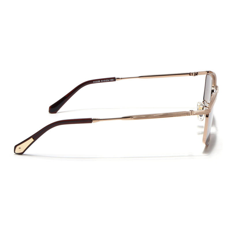 Rectangle Sunglasses for Men & Women (Brown & Clear Lens | Golden Frame - MG6906)