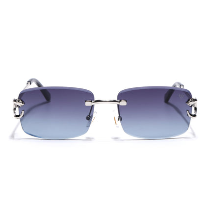 Rimless Sunglasses for Men & Women (Grey & Clear Lens | Silver Frame - MG7524)