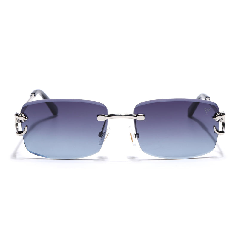 Rimless Sunglasses for Men & Women (Grey & Clear Lens | Silver Frame - MG7524)