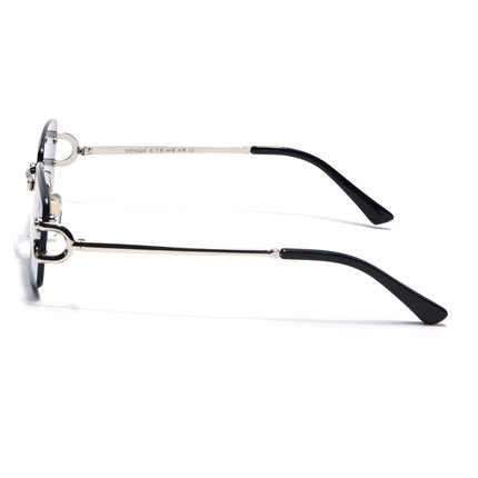 Rimless Sunglasses for Men & Women (Grey & Clear Lens | Silver Frame - MG7524)