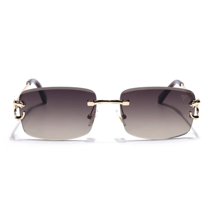 Rimless Sunglasses for Men & Women (Brown & Clear Lens | Golden Frame - MG7526)