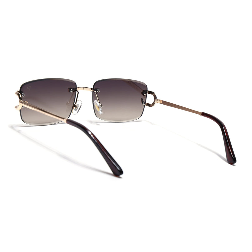 Rimless Sunglasses for Men & Women (Brown & Clear Lens | Golden Frame - MG7526)