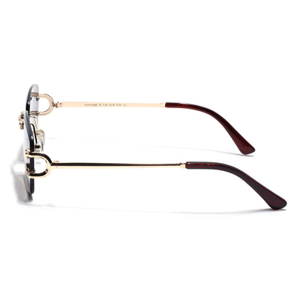 Rimless Sunglasses for Men & Women (Brown & Clear Lens | Golden Frame - MG7526)