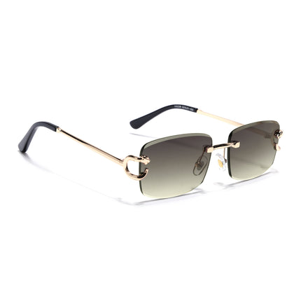 Rimless Sunglasses for Men & Women (Olive & Clear Lens | Golden Frame - MG7527)