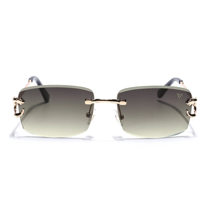 Rimless Sunglasses for Men & Women (Olive & Clear Lens | Golden Frame - MG7527)