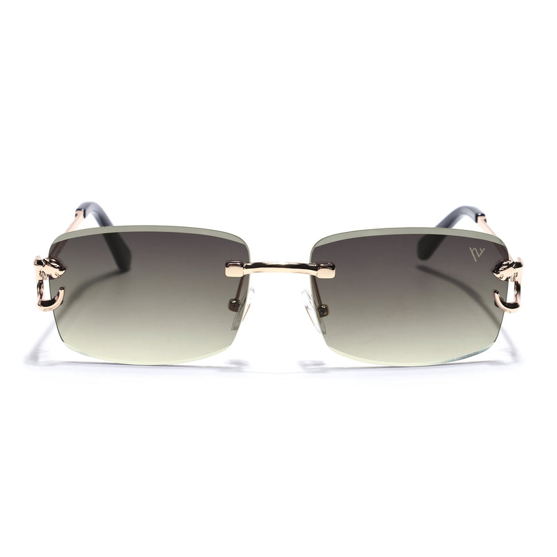 Rimless Sunglasses for Men & Women (Olive & Clear Lens | Golden Frame - MG7527)