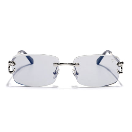 Rimless Sunglasses for Men & Women (Light Black Lens | Silver Frame - MG7529)