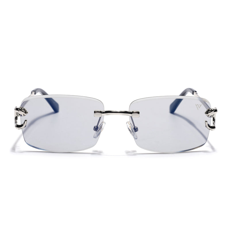 Rimless Sunglasses for Men & Women (Light Black Lens | Silver Frame - MG7529)