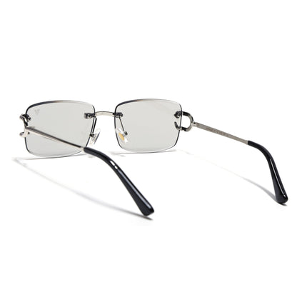 Rimless Sunglasses for Men & Women (Light Black Lens | Silver Frame - MG7529)