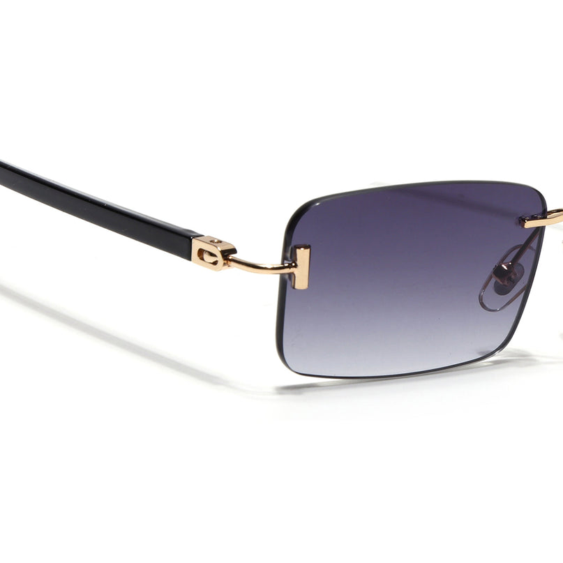 Rimless Sunglasses for Men & Women (Grey & Clear Lens | Golden Frame - MG7381)