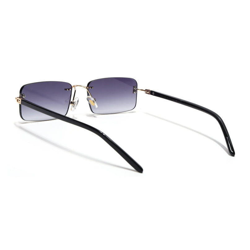 Rimless Sunglasses for Men & Women (Grey & Clear Lens | Golden Frame - MG7381)