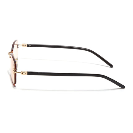 Rimless Sunglasses for Men & Women (Light Pink Lens | Golden Frame - MG7384)