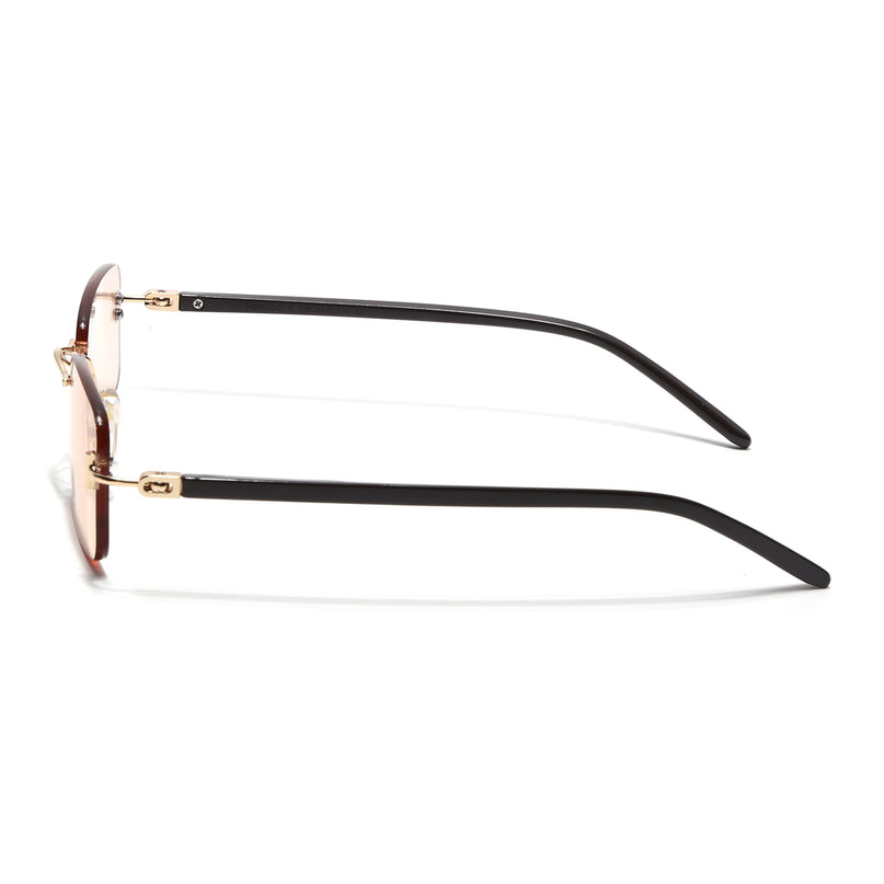 Rimless Sunglasses for Men & Women (Light Pink Lens | Golden Frame - MG7384)