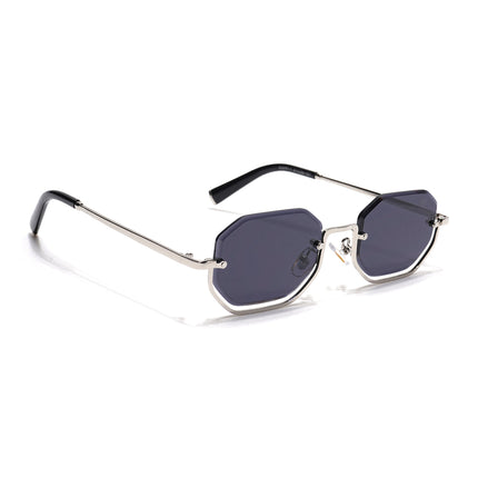 Hexagonal Sunglasses for Men & Women (Grey Lens | Silver Frame - MG7509)