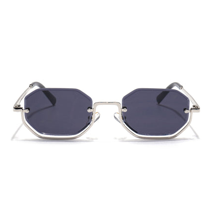 Hexagonal Sunglasses for Men & Women (Grey Lens | Silver Frame - MG7509)