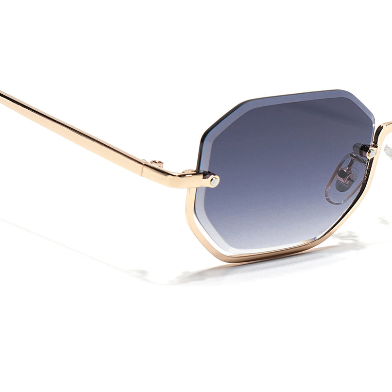 Hexagonal Sunglasses for Men & Women (Grey & Clear Lens | Golden Frame - MG7511)
