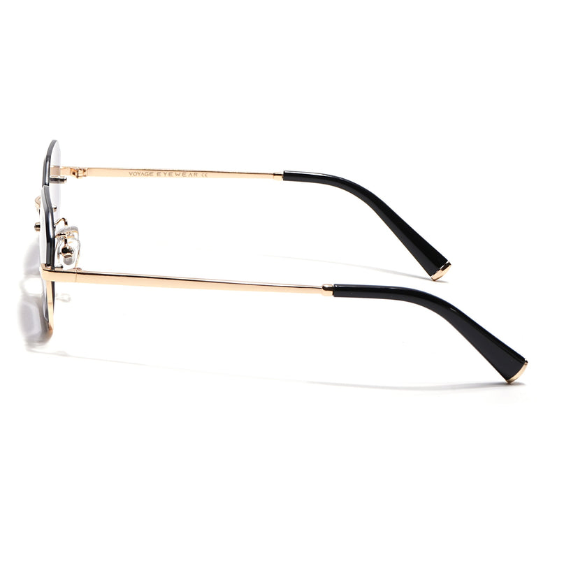 Hexagonal Sunglasses for Men & Women (Grey & Clear Lens | Golden Frame - MG7511)