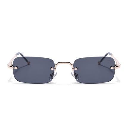 Rimless Sunglasses for Men & Women (Black Lens | Golden Frame - MG8168)