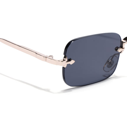 Rimless Sunglasses for Men & Women (Black Lens | Golden Frame - MG8168)