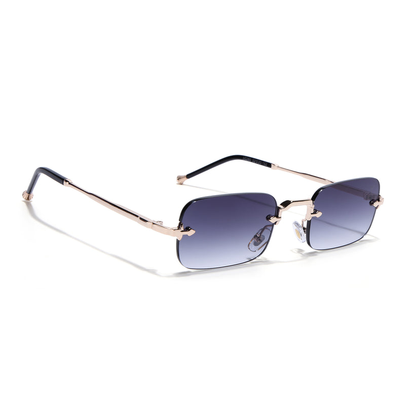 Rimless Sunglasses for Men & Women (Grey Lens | Golden Frame - MG8169)