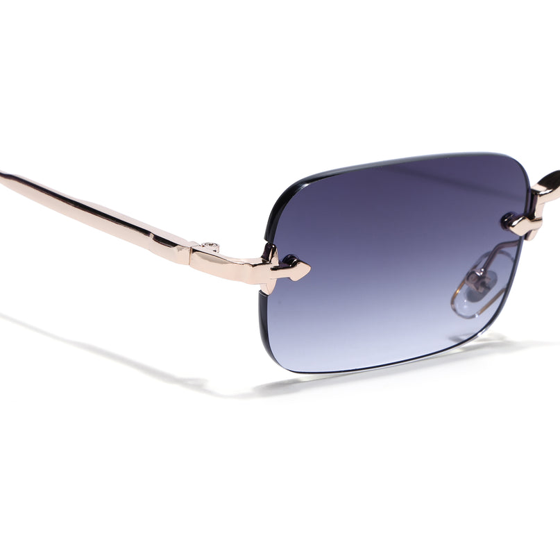 Rimless Sunglasses for Men & Women (Grey Lens | Golden Frame - MG8169)