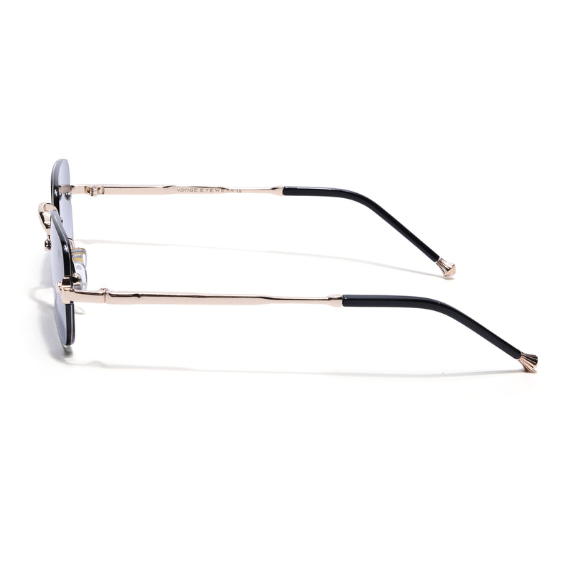 Rimless Sunglasses for Men & Women (Grey Lens | Golden Frame - MG8169)