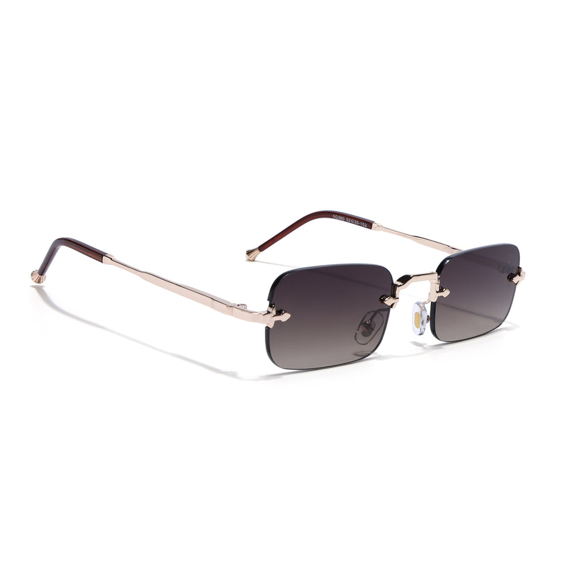 Rimless Sunglasses for Men & Women (Brown Lens | Golden Frame - MG8171)