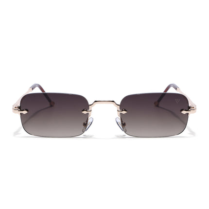 Rimless Sunglasses for Men & Women (Brown Lens | Golden Frame - MG8171)