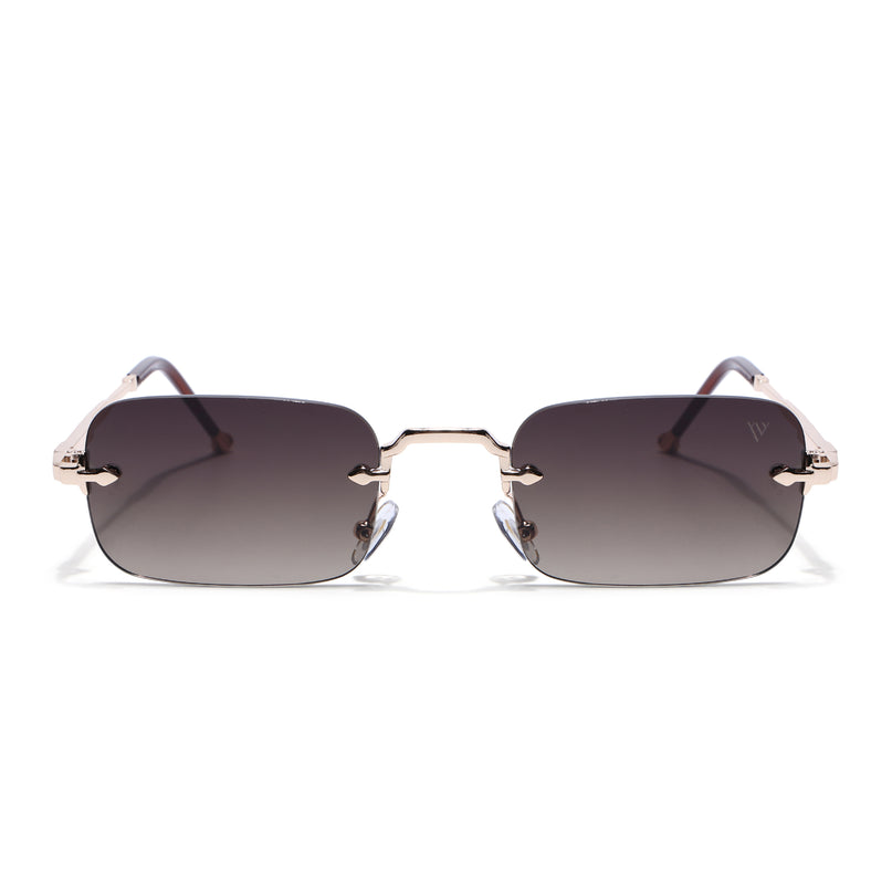 Rimless Sunglasses for Men & Women (Brown Lens | Golden Frame - MG8171)