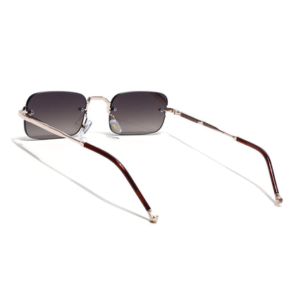 Rimless Sunglasses for Men & Women (Brown Lens | Golden Frame - MG8171)