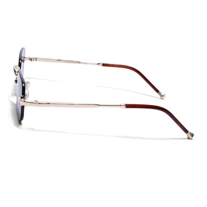 Rimless Sunglasses for Men & Women (Brown Lens | Golden Frame - MG8171)