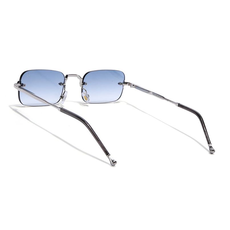Rimless Sunglasses for Men & Women (Blue Lens | Silver Frame - MG8173)