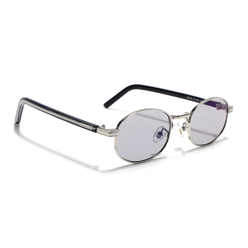 Oval Sunglasses for Men & Women (Light Black Lens | Silver Frame - MG7653)