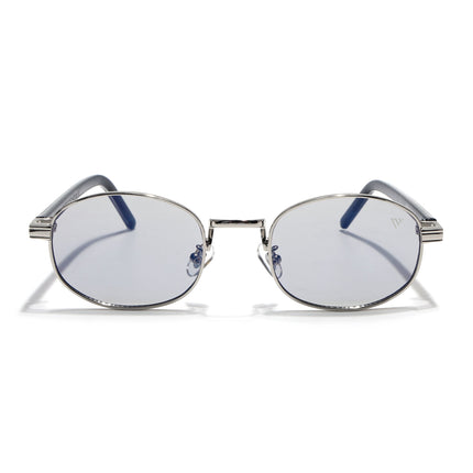 Oval Sunglasses for Men & Women (Light Black Lens | Silver Frame - MG7653)