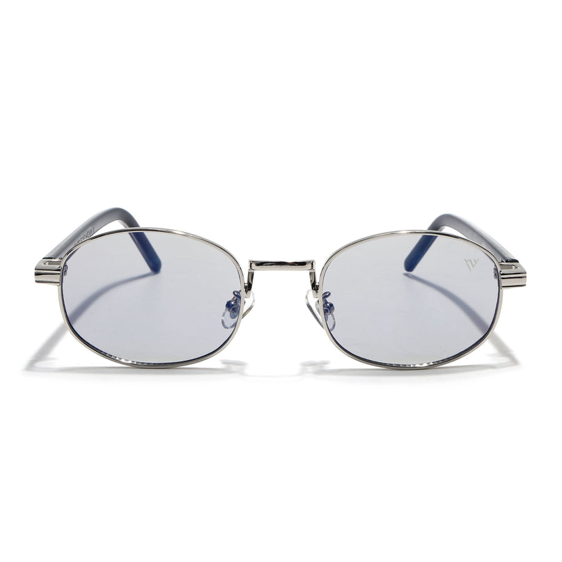 Oval Sunglasses for Men & Women (Light Black Lens | Silver Frame - MG7653)