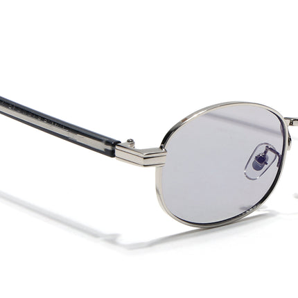 Oval Sunglasses for Men & Women (Light Black Lens | Silver Frame - MG7653)