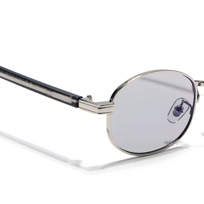 Oval Sunglasses for Men & Women (Light Black Lens | Silver Frame - MG7653)
