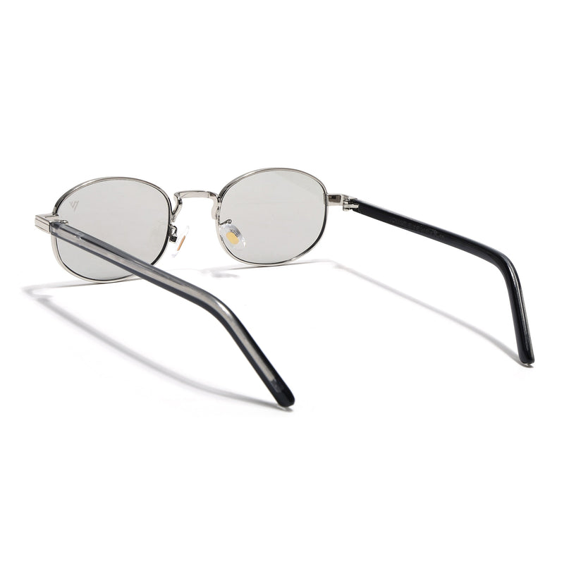 Oval Sunglasses for Men & Women (Light Black Lens | Silver Frame - MG7653)