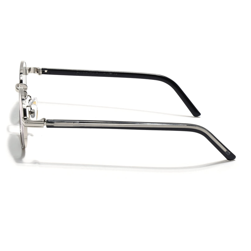 Oval Sunglasses for Men & Women (Light Black Lens | Silver Frame - MG7653)