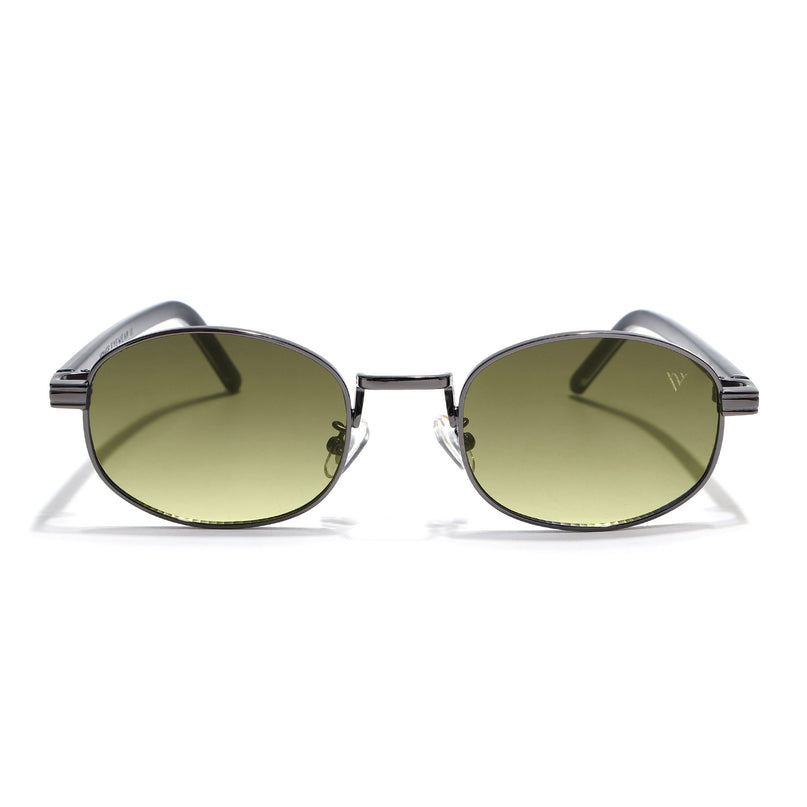 Oval Sunglasses for Men & Women (Olive & Clear Lens | Gunmetal Grey Frame - MG7654)