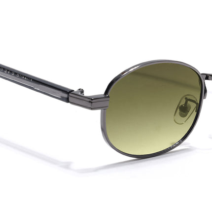 Oval Sunglasses for Men & Women (Olive & Clear Lens | Gunmetal Grey Frame - MG7654)