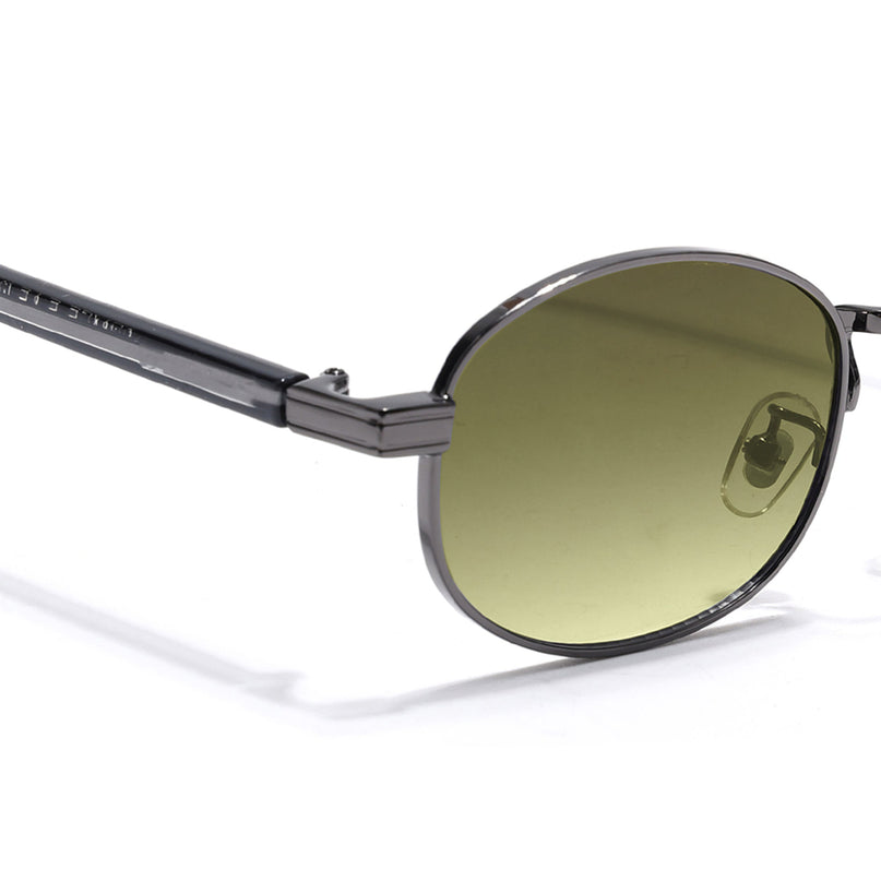 Oval Sunglasses for Men & Women (Olive & Clear Lens | Gunmetal Grey Frame - MG7654)